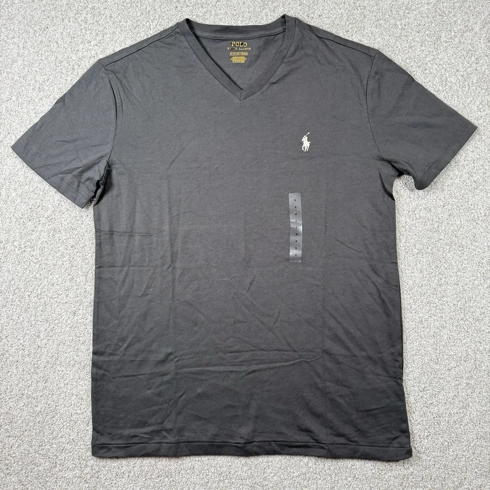 NEW‎ Polo Ralph Lauren Men's Charcoal Gray Cotton V-Neck T-Shirt